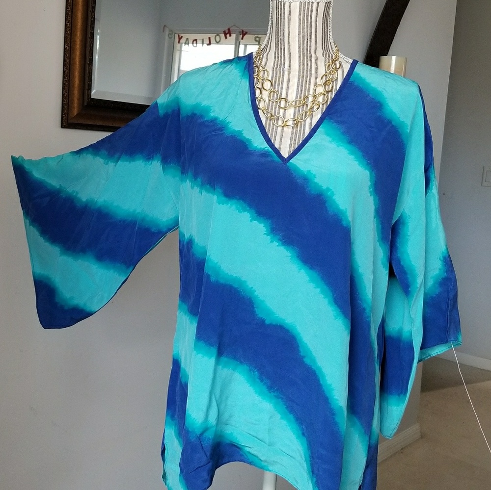 Michael Kors aqua and blue blouse